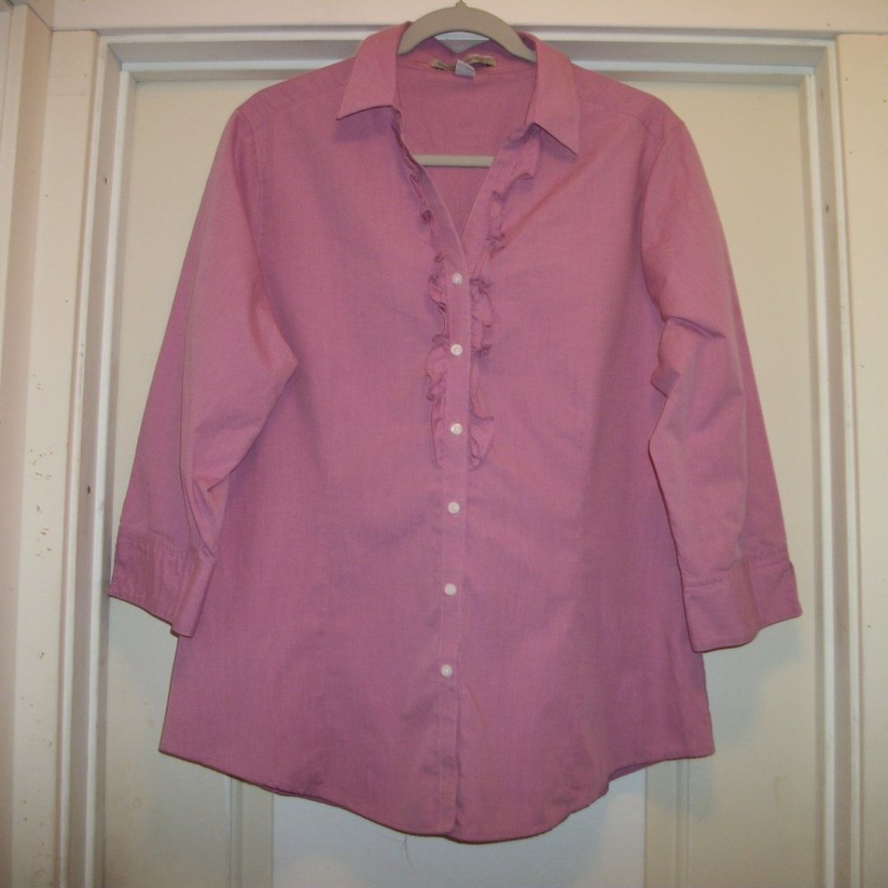 DUSTY ROSE COQUETTE AESTHETIC TUXEDO ROMANCE BLOUSE L